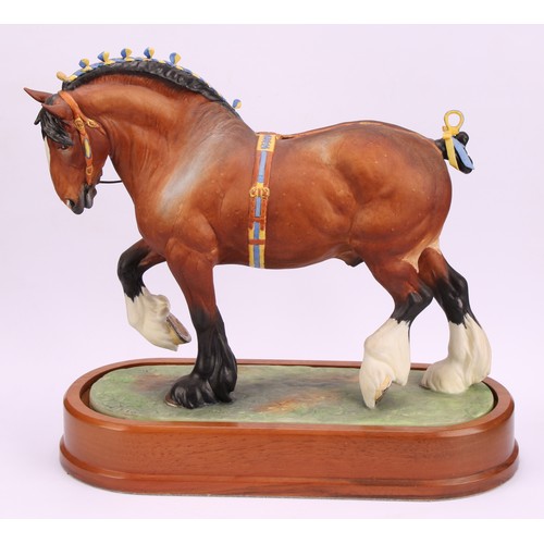 134 - A Royal Worcester figure, of a Shire Stallion, modelled by Doris Lindner, limited edition no. 175/50... 