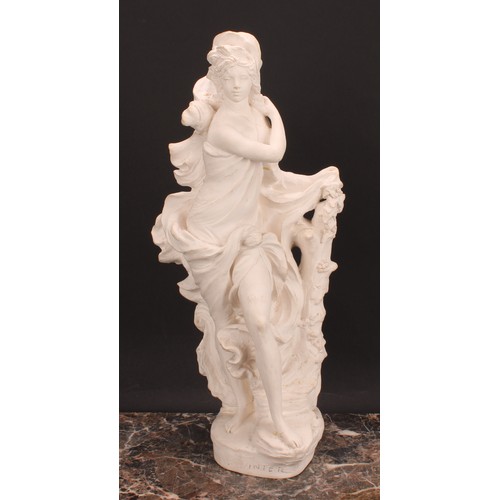 171 - Sir Arnold Machin (1911-1999), Royal Worcester plaster maquette, Winter, she stands scantily dressed... 