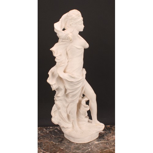 171 - Sir Arnold Machin (1911-1999), Royal Worcester plaster maquette, Winter, she stands scantily dressed... 