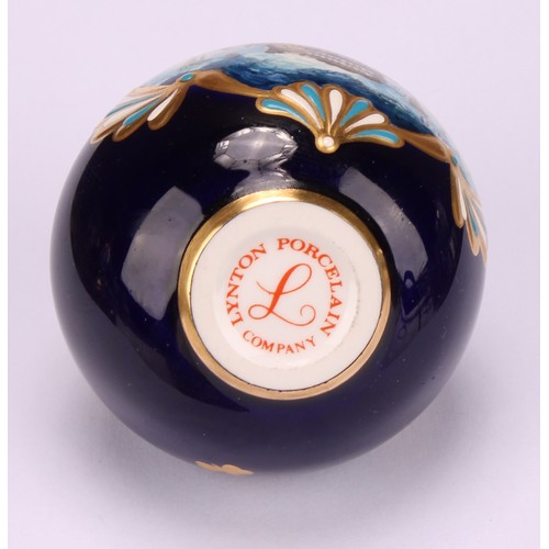 251 - A Lynton porcelain globular scent bottle, painted by Stefan Nowacki, signed, with a sailing ship on ... 