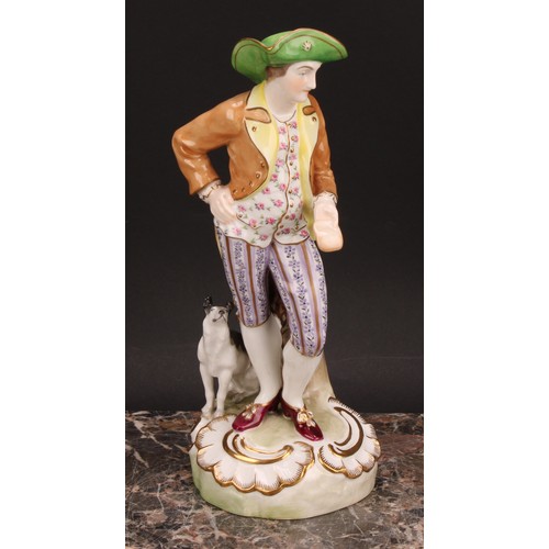 187 - A pair of Sampson Hancock Derby figures, The Tinker and Companion, he with pots and pans, she with a... 