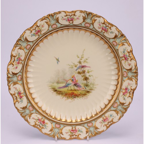 233 - A Royal Crown Derby shaped circular cabinet plate, painted by Joseph Arthur Peach (1864 - 1951), sig... 