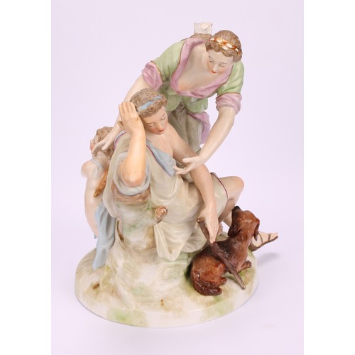 264 - A 19th century K.P.M. Berlin porcelain figure group, Luna-Endimio, depicting Diana and shepherd, pai... 