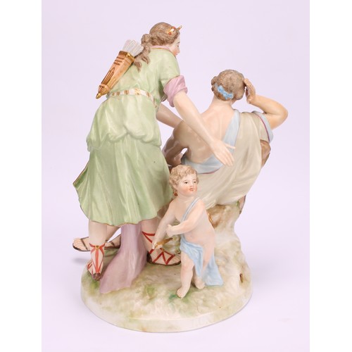 264 - A 19th century K.P.M. Berlin porcelain figure group, Luna-Endimio, depicting Diana and shepherd, pai... 