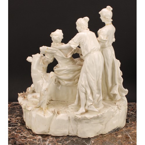 274 - A large Italian blanc de chine porcelain figure group, Ratto d'Europa, after Titian, 31cm high,  imp... 