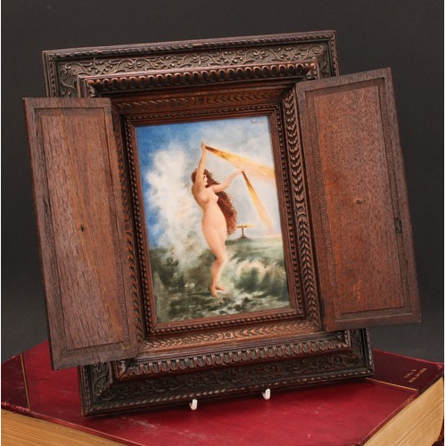 260 - A 19th century Continental porcelain rectangular plaque, probably Austrian, painted with Aurora Godd... 