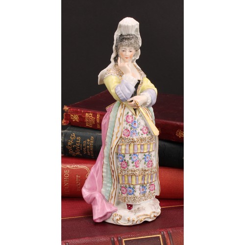 298 - An Edmé Samson & Cie porcelain figure, Précieuse, she stands dressed in the Spanish fashion, 19cm hi... 