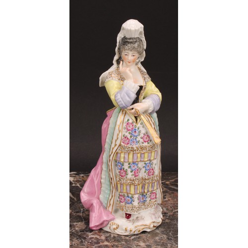 298 - An Edmé Samson & Cie porcelain figure, Précieuse, she stands dressed in the Spanish fashion, 19cm hi... 