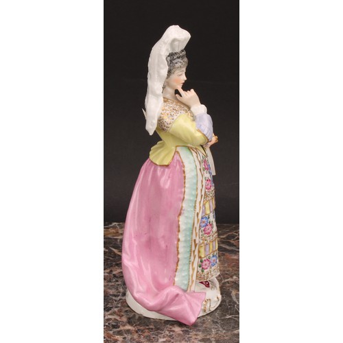 298 - An Edmé Samson & Cie porcelain figure, Précieuse, she stands dressed in the Spanish fashion, 19cm hi... 