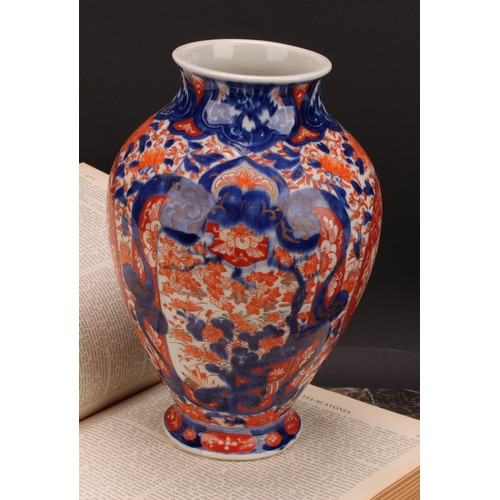 354 - A Japanese ovoid vase, painted in the Imari palette, 24.5cm high, Meiji period