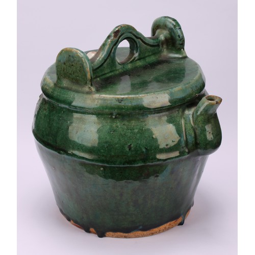 325 - A Chinese monochrome rice wine pot, 22cm high