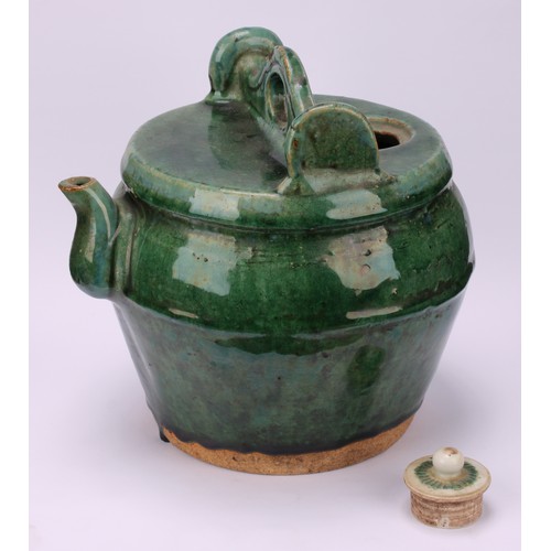 325 - A Chinese monochrome rice wine pot, 22cm high