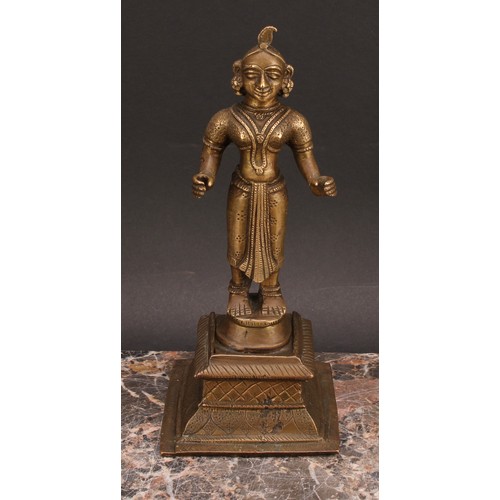 329 - A 19th century Indian murti or shrine figure, cast as a Hindu deity, 20.5cm high, 19th century