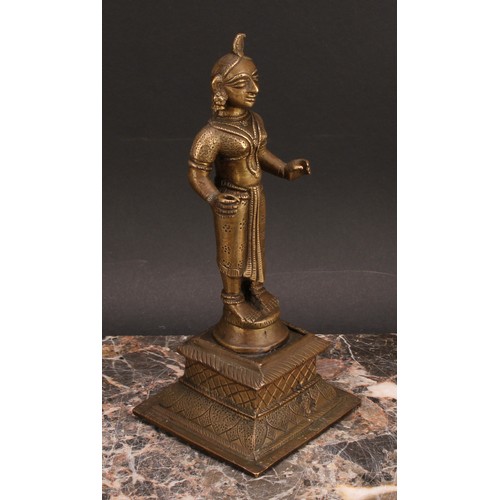 329 - A 19th century Indian murti or shrine figure, cast as a Hindu deity, 20.5cm high, 19th century