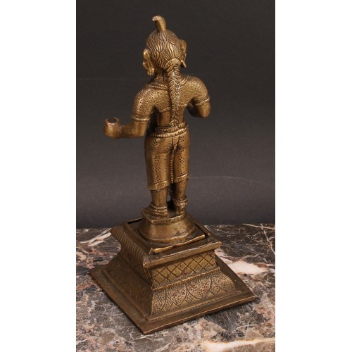 329 - A 19th century Indian murti or shrine figure, cast as a Hindu deity, 20.5cm high, 19th century