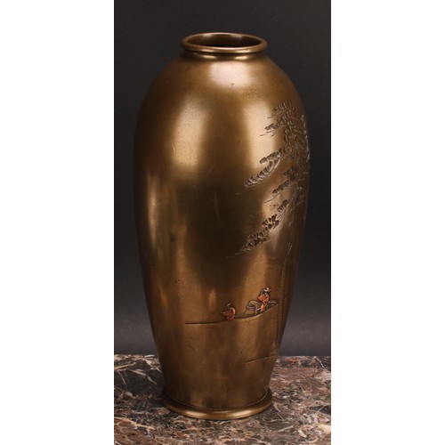 344 - Miura Chikusen (1854 - 1915), a Japanese bronze vase, decorated with figures by trees, 30.5cm high