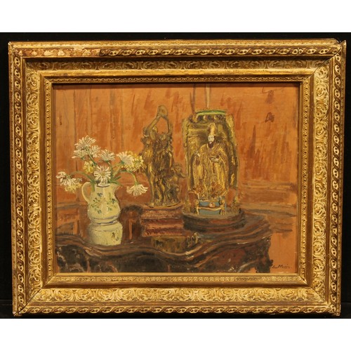 528 - Du Plessis (early 20th century)
Still Life
signed, oil on panel, 32cm x 40cm

Provenance: Thomas Agn... 