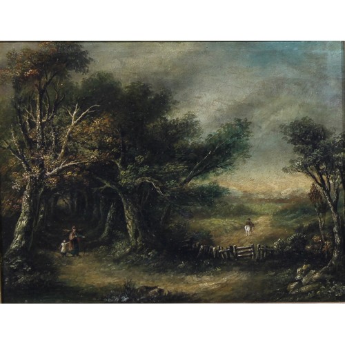 404 - R. Pembery (19th century)
a pair, The Homestead and The Gathering,
one signed, oils on canvases, 39c... 