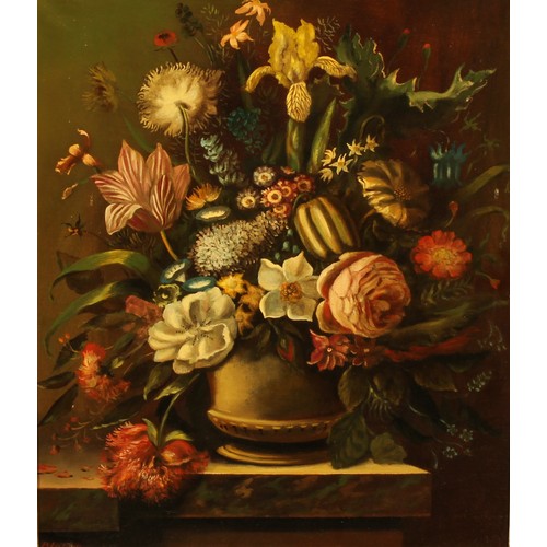 532 - Dutch School (20th century)
Still Life, Flowers in a Vase on a Ledge,
signed Blahus, oil on canvas, ... 