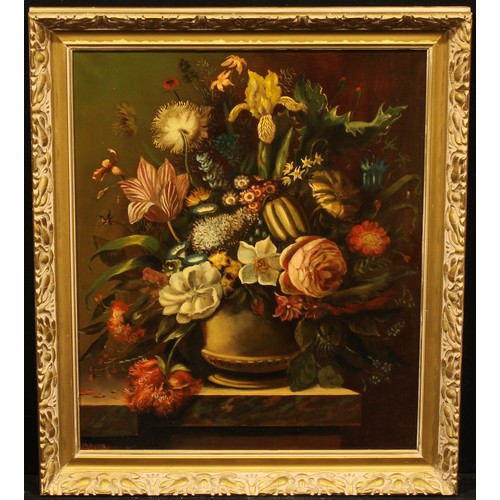 532 - Dutch School (20th century)
Still Life, Flowers in a Vase on a Ledge,
signed Blahus, oil on canvas, ... 