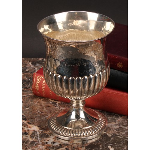 812 - A George III silver half-fluted pedestal wine goblet, domed foot, 15cm high, Rebecca Eames & Edward ... 