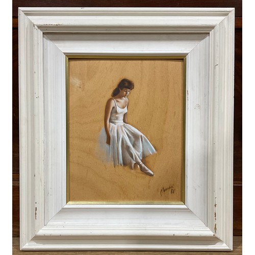 71 - Italian School, Carlo Bossani 
Seated Ballerina  
signed, dated 1988, oil on wood, inscribed and sig... 