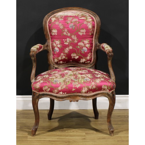 2159 - A pair of 19th century French Louis XV Revival beech fauteuil à la reine elbow chairs, 86cm high, 63... 