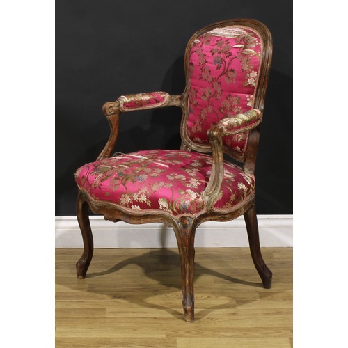 2159 - A pair of 19th century French Louis XV Revival beech fauteuil à la reine elbow chairs, 86cm high, 63... 