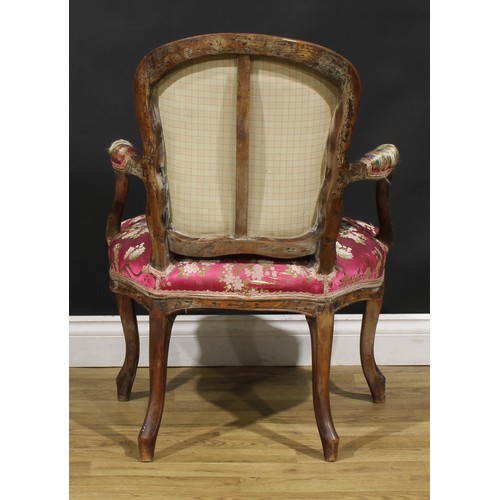 2159 - A pair of 19th century French Louis XV Revival beech fauteuil à la reine elbow chairs, 86cm high, 63... 