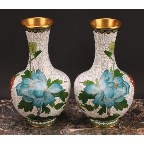 2189 - A pair of Chinese cloisonné enamel ovoid vases, 23cm high, 20th century; another pair, similar (4)