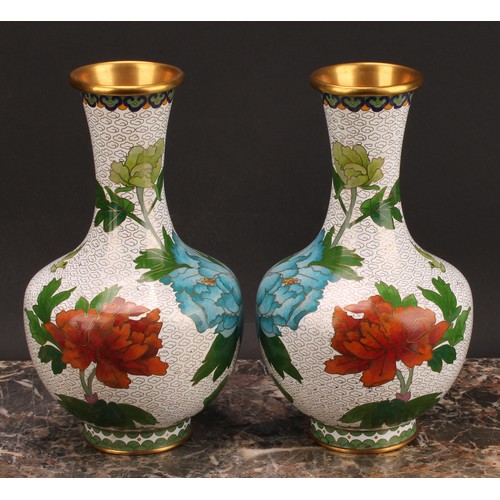 2189 - A pair of Chinese cloisonné enamel ovoid vases, 23cm high, 20th century; another pair, similar (4)