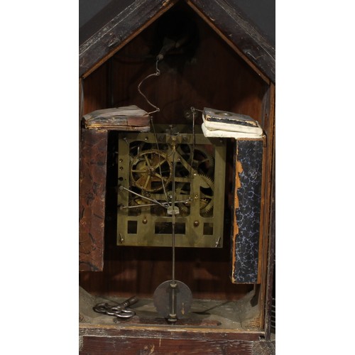 2252 - A Black Forest mantel cuckoo clock, 14cm dial applied with Roman numerals, twin winding holes, the a... 