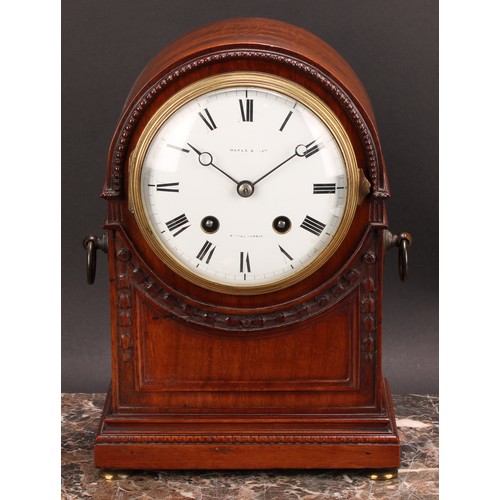 2254 - A Regency Revival mahogany mantel clock, 13cm circular enamel dial inscribed MAPLE & (CO) LTD, PARIS... 