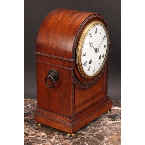 2254 - A Regency Revival mahogany mantel clock, 13cm circular enamel dial inscribed MAPLE & (CO) LTD, PARIS... 