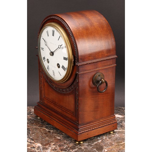 2254 - A Regency Revival mahogany mantel clock, 13cm circular enamel dial inscribed MAPLE & (CO) LTD, PARIS... 