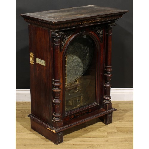 2236 - A 19th century coin operated penny-in-the-slot polyphon, the vertical movement playing 50cm discs, r... 