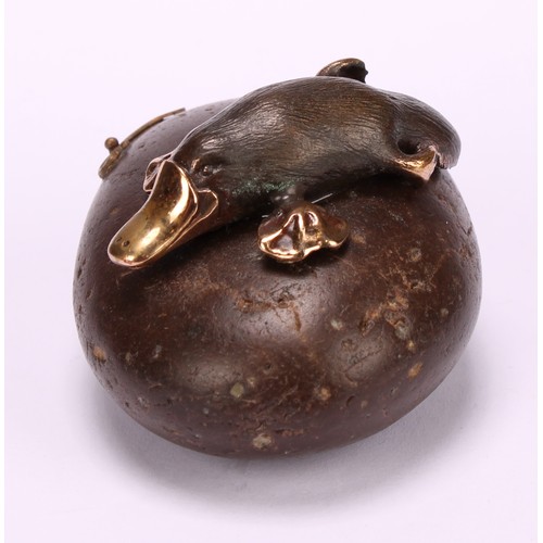 2153 - Tony Keen (Australian Goldsmith Society/Australian Acadamist), a dark patinated bronze Duckbilled Pl... 