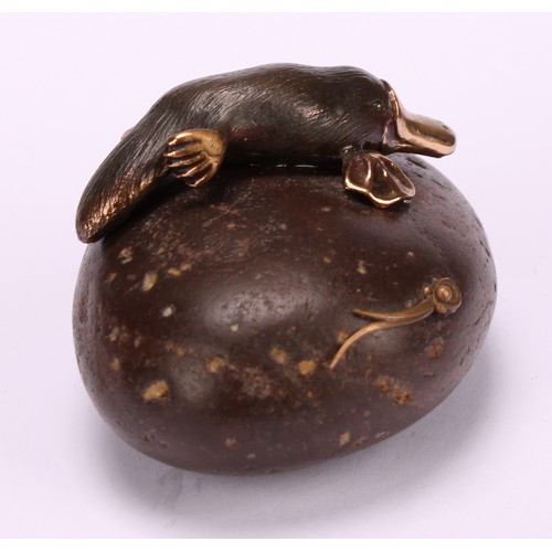 2153 - Tony Keen (Australian Goldsmith Society/Australian Acadamist), a dark patinated bronze Duckbilled Pl... 