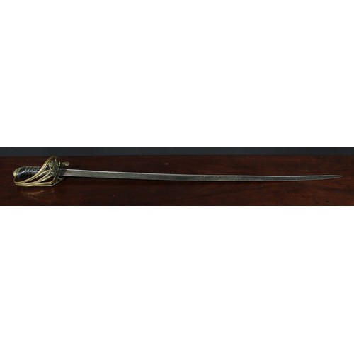 1505 - A William IV infantry officer’s sword, 82cm pipe-back blade etched with crowned WMIV cypher, brass h... 