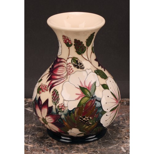 104 - A contemporary Moorcroft Bramble Revisited pattern ovoid vase, 16cm high, impressed and painted mark... 