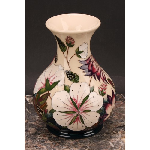 104 - A contemporary Moorcroft Bramble Revisited pattern ovoid vase, 16cm high, impressed and painted mark... 