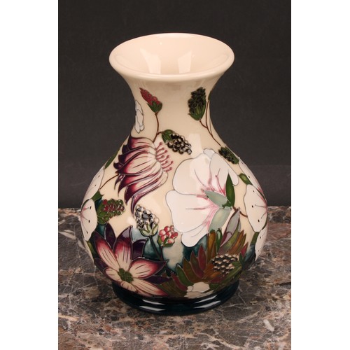 104 - A contemporary Moorcroft Bramble Revisited pattern ovoid vase, 16cm high, impressed and painted mark... 