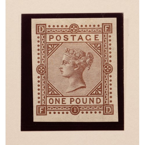 1233 - Stamps - QV 1878 £1 brown-lilac PL1 superb unused OG, imperforate, stamp Imprimatur lettered FD very... 