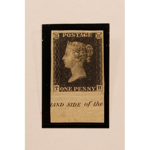 1229 - Stamps - QV 1840 1d black plate 5 very fine 4 margin unused own gum, small hinge cark, bottom margin... 