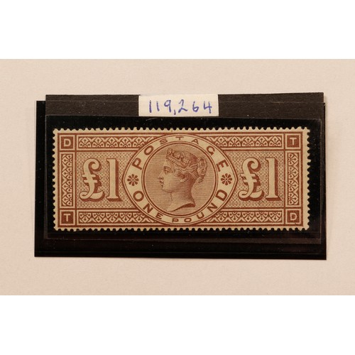 1234 - Stamps - QV 1884 £1 brown-lilac WMK 3 crowns very fine, unused own gum hinged mark, lettered TD SG:1... 