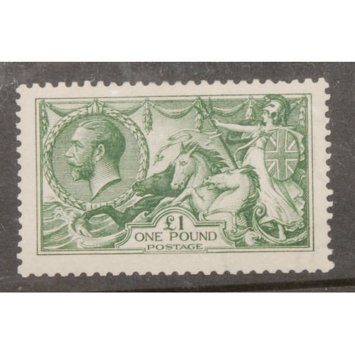 1211 - Stamps - GB GV 1913 £1 Green Seahorse, SG: 403, unmounted mint, cat £3,750