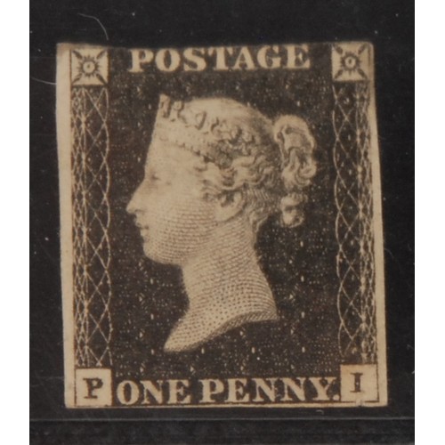 1215 - Stamps - GB QV 1840 1d Black, SG: 2, mounted mint, three margins, lettered PI, cat £12,500 as cheape... 