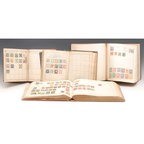 1208 - Stamps - four Old Vintage stamp albums, Lincoln, Triumph third edition, and Improved album, QV - 198... 