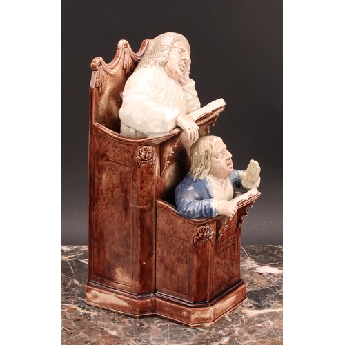 109 - A Staffordshire pearlware figure group, The Vicar and Moses, with a sleeping vicar in the higher pul... 