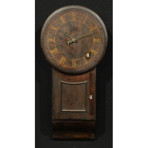 2482 - An early 20th century oak Act of Parliament style tavern clock, 40cm dial inlaid with Roman numerals... 